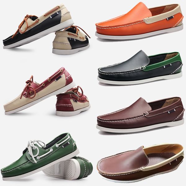 Nouvelles chaussures de voile de grande taille pour hommes chaussures décontractées pour hommes chaussures en cuir véritable chaussures de conduite britanniques simples pour hommes taille 38-45
