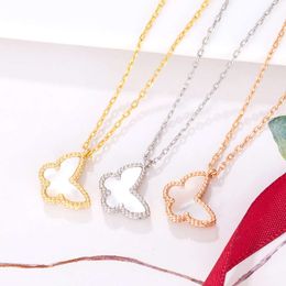 Originele Designer Damesketting, Lucky Clover Fritillaria Diamond Necklace, hoogwaardige, luxe sieraden biedt gratis geschenkdoos, beste cadeau -keuze