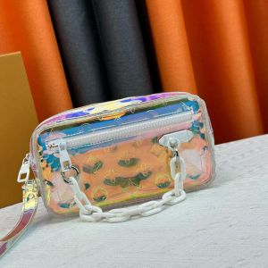 Nieuwe lasermannen Clear Shoulder Bag Designer Hoogwaardige Messenger Bags Chain Cross Body Tas kleurrijke regenboog kleur mode luxe vrouwelijke handtassen duidelijk