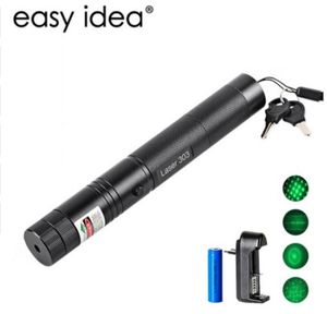 Nieuwe laserpointers 303 Green Laser Pointer Pen 532NM Verstelbare Focus Batterij en batterijlader EU US VC081 05W SYSR5540917