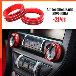Nieuwe nieuwste 2PCS airconditioning Radioknop Ringen AC-besturingsschakelaar Knop Decoratieve ringafdekking voor Ford Mustang 2015-2020 Audio-trim