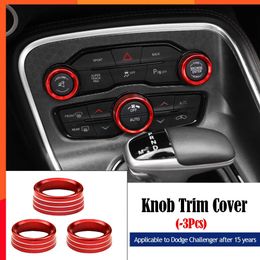 Nieuwe nieuwste 3-stcs airconditioning volume radioknop knop cover aluminium decoratieve ring voor Dodge Challenger Charger Accessories 2015-2020