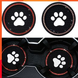 Nieuwe nieuwste siliconen Diamond Rhinestone Dog Paw Bling Holder Car Coasters Anti Slip Car Mats Water Cup Pad Interior Accessoires Decor