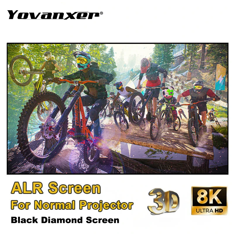 Новый выпуск проекционного экрана Black Diamond ALR с фиксированной рамкой и отклонением окружающего света, ультратонкая рамка 1 см, CLR 4K 8K HD проектор