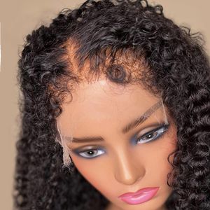 Nuevo lanzamiento tipo 4 Hairline HD peluca con malla Frontal Afro rizado pelo de bebé Frontal cabello humano pelucas onduladas con bordes rizados