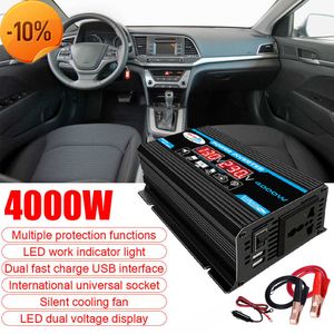 Convertidor de corriente para coche con pantalla LCD, cargador, 4000W, 12V a 220V/110V, transformador de voltaje USB Dual, onda sinusoidal modificada, CA para coche