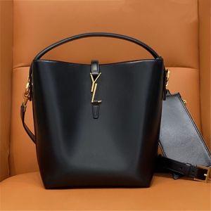 NOUVEAU LE 37 Sac de créateur de mode SHINY LEATHER BUCKET Sac à bandoulière Femme Fourre-tout 2-en-1 cross body Sac à main mini Wallet Purse with box