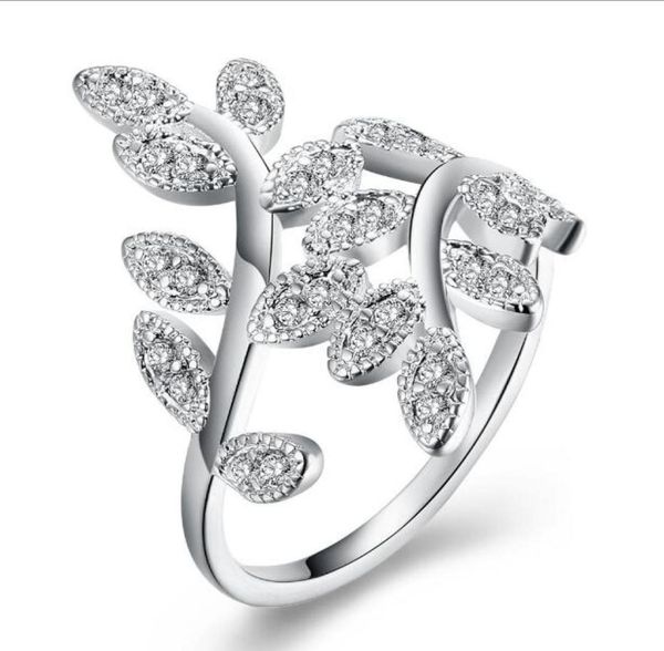 Nouvelle bague feuille une branche d'olivier plaqué argent 925 bague de certification en argent pour bijoux féminins 7311573