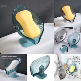 Boîte à vaisselle en forme de feuille, salle de bains en plastique écologique antidérapant ventouse égouttoir porte-savon rangement ménager
