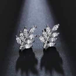 Boucles d'oreilles en forme de feuille avec pierre CZ taille Marquise, bijoux de Style coréen à la mode, cadeau pour femmes, 325P, nouvelle collection