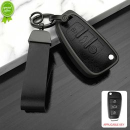 Nueva funda de aleación de cuero para llave de coche, carcasa Fob para Audi A1 A3 8P A4 A5 A6 C7 A7 S3 S7 S8 R8 Q2 Q3 Q5 Q7 Q8 SQ5 TT RS3 RS6