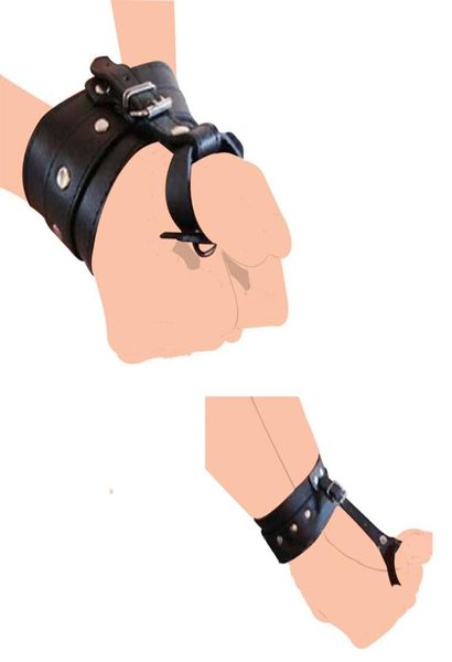 Nueva muñeca de cuero muñeca a los pulgares pies de los pies a los dedos de los pies Cinturas de esclavitud Cosplay BDSM Mosquillo Hogtie Correa Slave Adult8273415