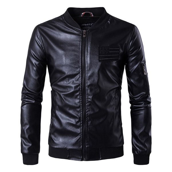 Nouvelles vestes en cuir hommes drapeau américain vestes en cuir Bomber hommes lettres broderie vestes et manteaux printemps automne