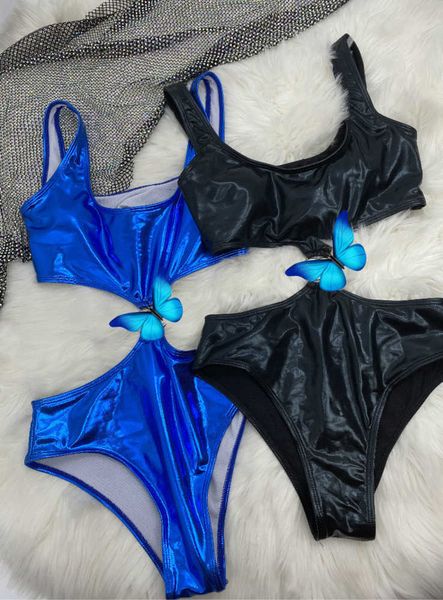 Nouveau Bikini de maillot de bain en cuir Set Femme Mailware Pad Swimwear Black Bleu Fast Fast Bathing Trots Sexy Motion Current 2023