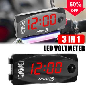 Nouveau LED 3 en 1 voltmètre ensemble moto horloge électronique affichage numérique voltmètre montre IP67 étanche à la poussière moteur thermomètre