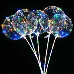 Nieuwe LED-ballonnen met stok Lichtgevende Glow Latex Bobo Ballon Kids Toy Festival Verjaardagsfeestje Benodigdheden Bruiloft Decoraties