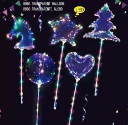 Neuer LED-BoBo-Leuchtballon, transparent, 3 m, bunte Lichter, Kugeln, Weihnachten, Hochzeit, Party, Dekoration, Geschenke, Baum, Einhorn, Sternform 0728