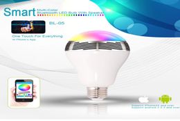 Nieuwe LED -lamp E27 Bluetooth Wireless Control luidspreker Lichtmuziekfunctie 2 In 1 slimme kleurrijke RGB bubble lamp voor iPhone Samsung8011529