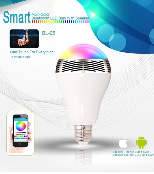 Nouvelle ampoule LED E27 Bluetooth Wireless Control Enceinte Light Music 2 en 1 Smart Colorful RVB Bubble Lamp pour iPhone Samsung7243611
