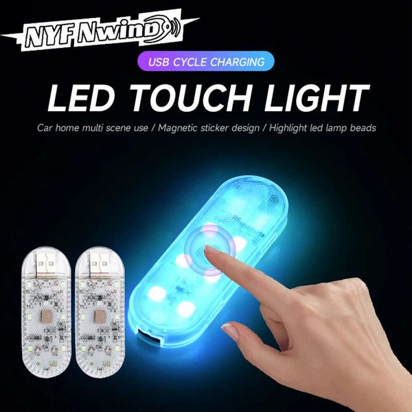 Nueva Mini luz LED táctil para coche, carga USB, portátil, techo automático, lectura, lámpara nocturna, decoración magnética inalámbrica, luz ambiental