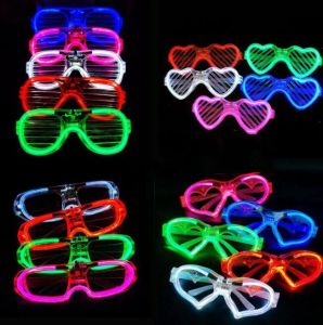 Nuevas gafas con luz LED fría, gafas cuadradas con rejilla de amor, juguetes brillantes para niños de Año Nuevo, gafas de fiesta brillantes, venta al por mayor