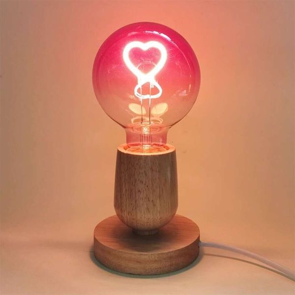 Nuevo filamento LED gradiente Rosa ambiente romántico E27 atenuador en forma de corazón bombilla de luz cálida creativa