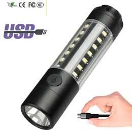 Nieuwe LED-zaklamp USB gebouwd in 18050 Batterij XM-L T6 28PCS SMD 2835 Oplaadbare 6 modi Torch Lantern voor camping Yunmai