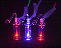 Nouveau LED Bong en verre conduites d'eau dab barboteur Bong MiNi Dab plates-formes pétrolières pour fumer des narguilés 10mm verre brûleur à mazout bong avec pot et tuyau