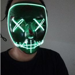 Nouveau Ghost Halloween LED Masques de Purge Election Ann￩e Masque El Wire Masque brillant N￩on 3 Mod￨les clignotants Party Scarey Horror Terror Skull239m