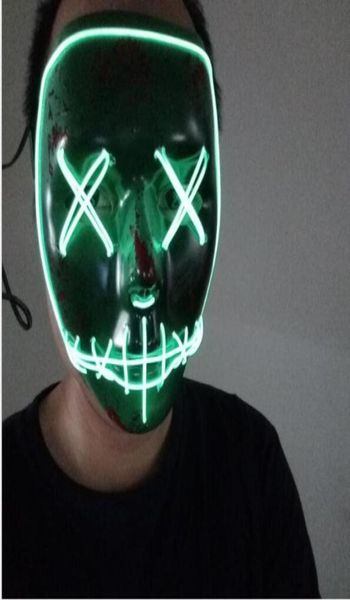 Nuevo LED Halloween Fantasmas Mascaras El año electoral de la purga Mask El Wire Mask Glowing Neon 3 Modelas Fiesta intermitente Terror de terror Scarey 63335813