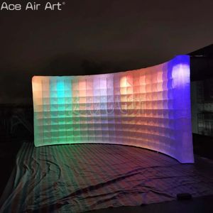 Porte à porte 6 m W x 3 m H mur de fond de fête gonflable éclairage LED mur DJ incurvé pour décoration de scène ou événement