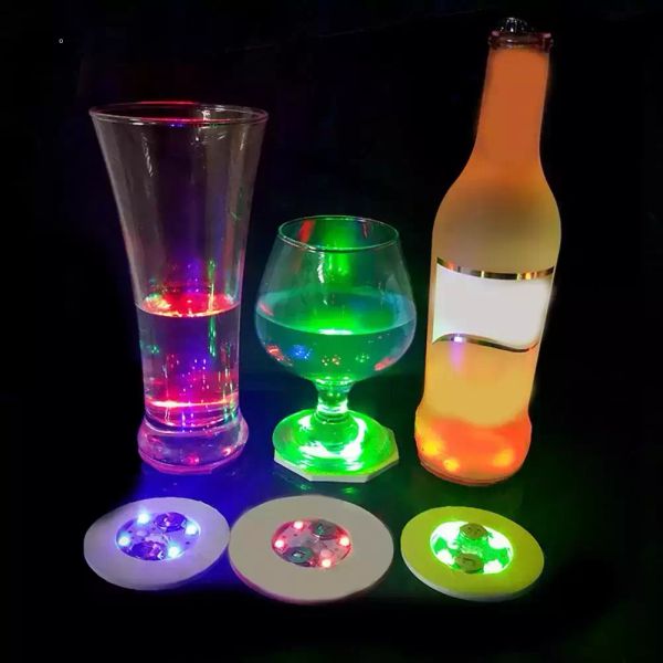 NOUVEAU LED Lumious Bouteille Autocollants Décoration Dessous De Verre Alimenté Par Batterie Parti Boisson Tasse Tapis Decels Festival Discothèque Bar Parti Vase Lumières