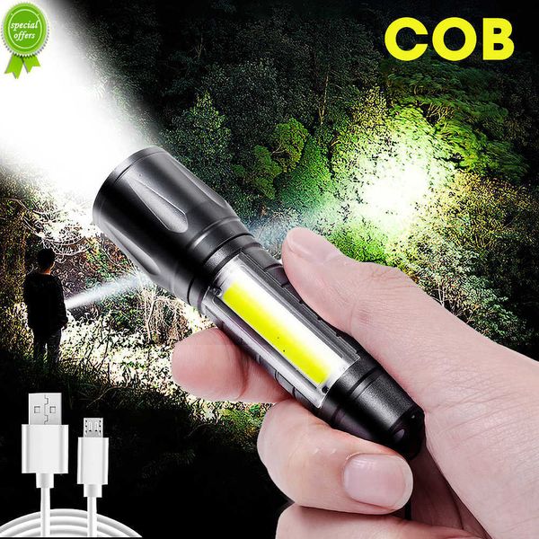 Nouveau LED Mini Lampe Torche USB Rechargeable Puissant COB Zoom Lampe De Poche Avec 3 Modes Étanche Portable Camping En Plein Air Lampe Lanterne