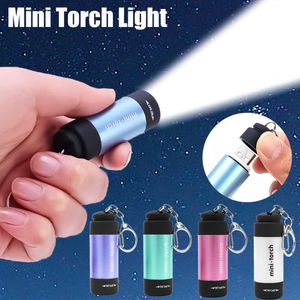 New Led Mini Torch Light USB Rechargeable Waterproof Pocket Keychain Flashlight Portable Outdoor Camping Hiking Torch Lamp Lantern