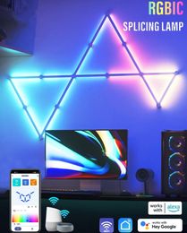 Lampe murale LED en mosaïque RGB avec capteur WiFi, veilleuse d'ambiance pour sports électroniques, éclairage de fond de salon, décoration, nouvelle collection