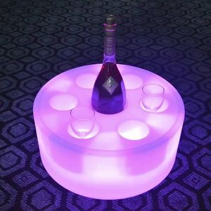 Nieuwe LED Oplaadbare 7 Kopjes Verlicht Dienblad Gloeiende Drankfles Display Dienblad Kleurrijke Veranderende Cocktai Party Service Dienblad Voor Party Lounge