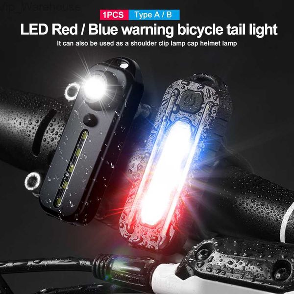 Nouveau LED rouge bleu épaule police lumière avec clip USB lampes de poche rechargeables avertissement sécurité torche vélo avertir lanterne lumière HKD230829