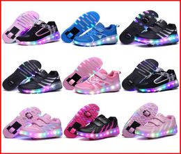 Nouvelles chaussures à rouleaux à rouleaux LED avec une / deux roues s'allume les chaussures junior enfants juniors juniors adultes garçons filles baskets 2905680