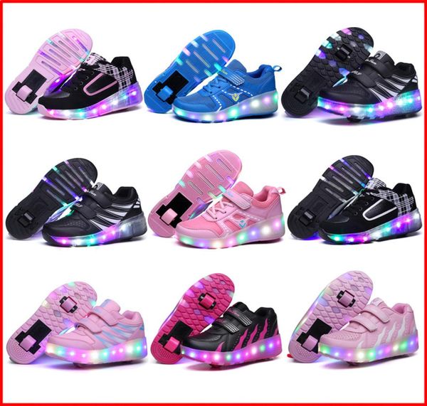 Nuevos zapatos de patín con luces LED con una o dos ruedas, zapatos brillantes Jazzy para niños y niñas, zapatillas deportivas para niños y adultos 7405389