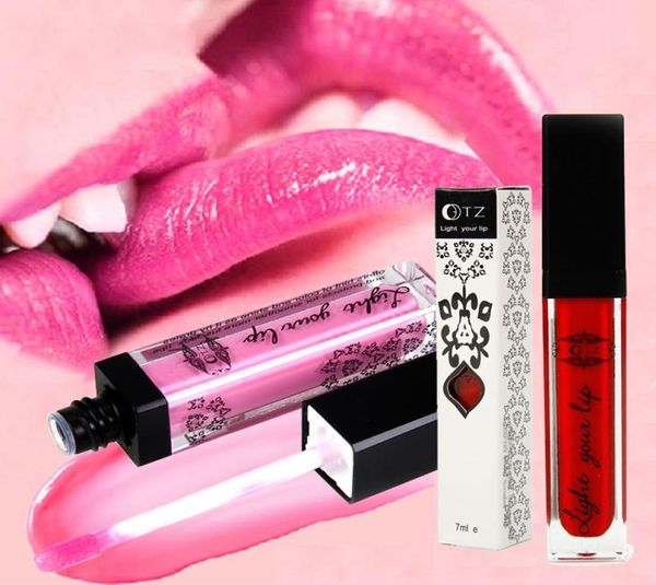 Nuevo Led Voyant Haut Brillant Light Up Lip Gloss Makeup con espejo Violeta o Bloodred Color 100074319942728