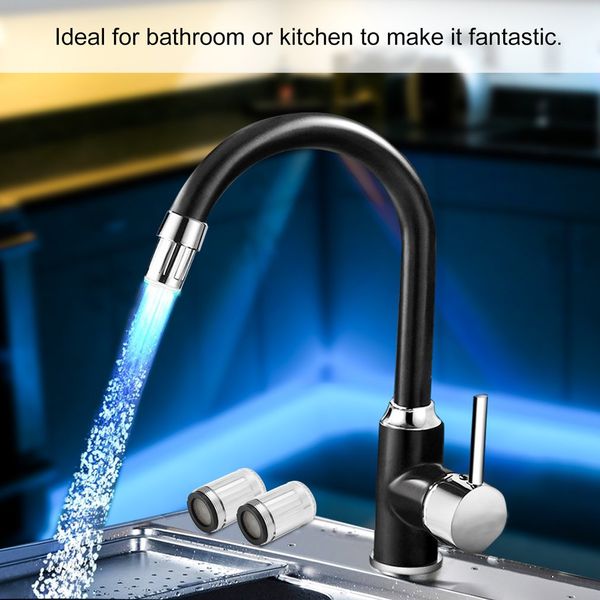 Nuevo grifo de agua LED Cocina Batio de baño Boucet Boquilla Cambio de temperatura Sensor de temperatura 7 Color Free Faucet Accesorios de cocina