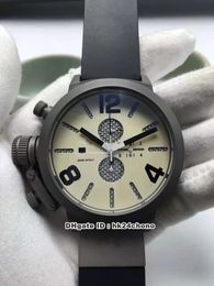 Nouveau gaucher grande taille 50mm Date Quartz chronographe montre pour homme bracelet en caoutchouc noir U42 hommes Sport montres boucle déployante