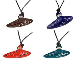 Nouvelle légende de Zelda Ocarina collier bleu vert rouge émail instruments de musique Ocarina forme pendentif chaînes bijoux de mode KKA8133486782