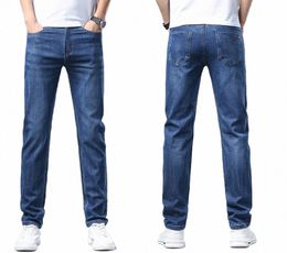 Nuevo Ocio Elasticidad Pantalones de mezclilla sueltos Busin Jeans casuales Cultivar el carácter moral Vintage Mens Jeans rectos t2t7 #