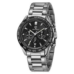 Nuevo reloj de cuarzo de ocio, correa de acero, calendario, reloj deportivo, reloj luminoso resistente al agua para hombre, reloj de pulsera de negocios