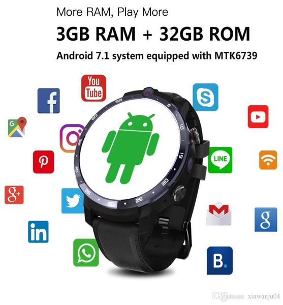 Nouveau lemfo lem12 Smart Watch 4G Face ID 16 pouces plein écran OS Android 71 3G RAM 32G ROM LTE 4G SIM GPS WIFI CARTE CARD