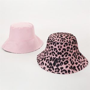 Nieuwe Leopard Dubbelzijdige Slijtage Emmer Hoeden Dames Zomer Basin Cap Big Brim Sunhat Sunbonnet Fedoras Fashion Beach Hat