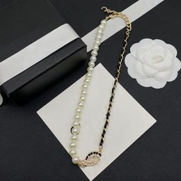 Nieuwe Brief Diamanten Kettingen Voor Vrouw Chokers Parelsnoer Boog Designer Ketting Gift Chain Sieraden