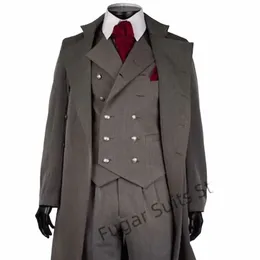 Nouveau Lg gris foncé costumes classiques pour hommes Slim Fit double boutonnage marié Tuxedos 3 pièces ensembles Busin mâle Blazer Costume Homme s4JL #