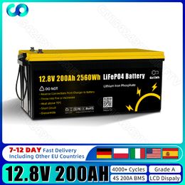 NUEVO LIFEPO4 200AH Batería Pack 12V 12.8V DIY 24V 48V Pack Batteri Pack Cell EV RV RV Golf Sistema de almacenamiento de energía solar